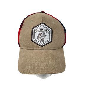 Bass Pro Shops‎ Red Black Buffalo Plaid Hat Snapback Gone Fishing Cap Adjustable